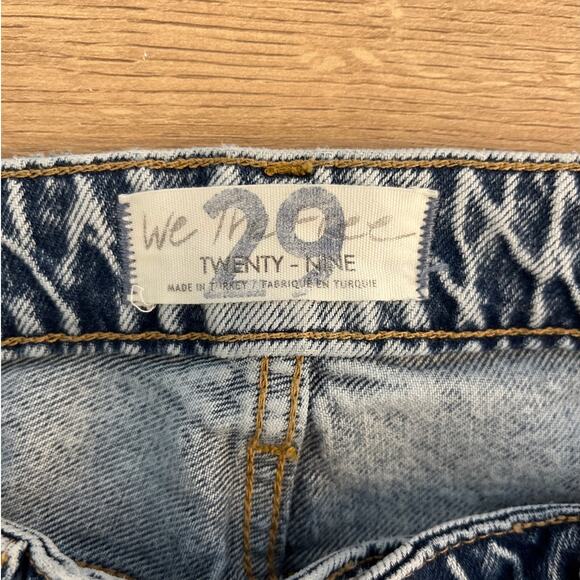 We The Free Free People Hi Rise Distress Straight Acid Wash Jeans Size 29 Rigid - Picture 4 of 10